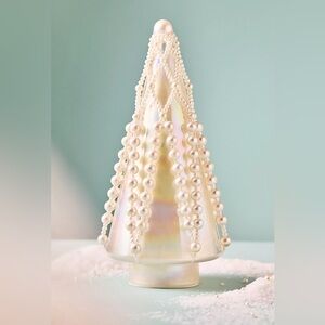 New Anthropologie Glass Pearl Christmas Tree Ivory Tall